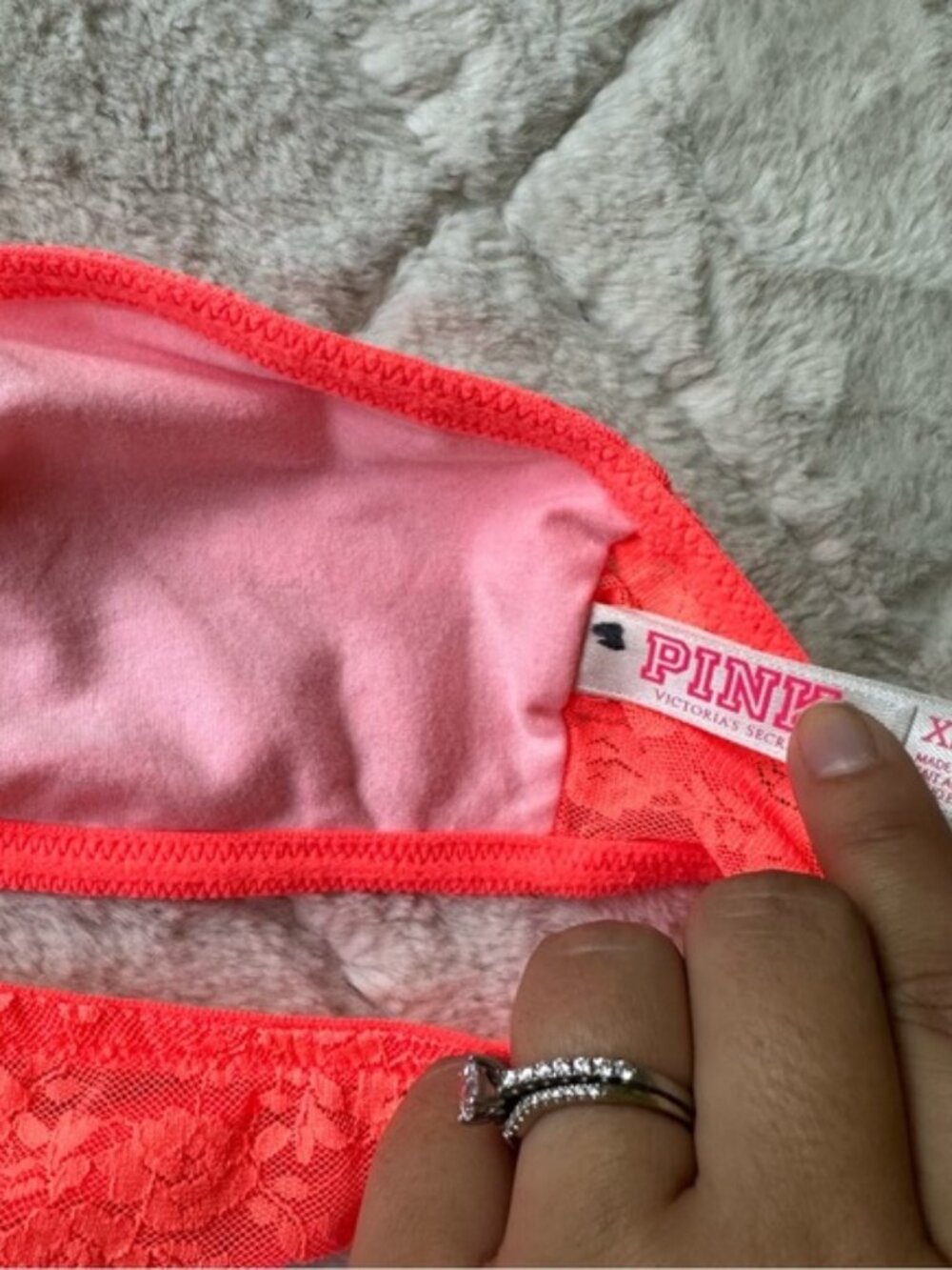 Victoria Secret PINK | Coral Lined Lace Bralette / Bandeau | Size Extra Small - Picture 9 of 15